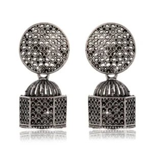Earrings for Women Traditional Silver AZ838-OXidised Jhumka Set | German Silver Chand Baliyan & Jhumkas Earrings | Birthday & Anniversary Gift -AZ838-OX-ER33