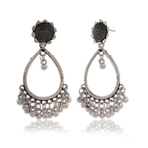 Earrings for Women Traditional Silver AZ838-OXidised Jhumka Set | German Silver Chand Baliyan & Jhumkas Earrings | Birthday & Anniversary Gift -AZ838-OX-ER34