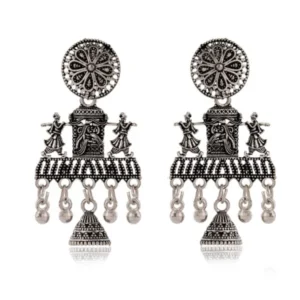 Women's Indian Traditional AZ838-OXidised Silver Earrings For Women | Doli Wedding Theme Jumka Wedding Wear