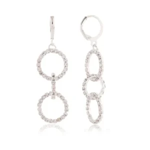 Women's Silver Circle Long Three Rhinestone Unique Western Earrings for Women Party Wear
