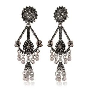 Women's Handmade Traditional Jhumki With Moon Chandbali Design Ethnic Wedding Wear Earrings For Women
