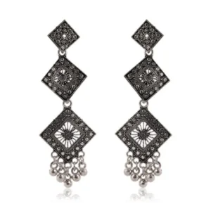 Women Traditional Silver AZ838-OXidised Jhumka Set | German Silver Chand Baliyan & Jhumkas Earrings for Women | Birthday & Anniversary Gift -AZ838-OX-ER47