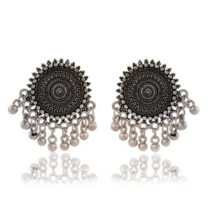 Earrings for Women Traditional Silver AZ838-OXidised Jhumka Set | German Silver Chand Baliyan & Jhumkas Earrings | Birthday & Anniversary Gift -AZ838-OX-ER32