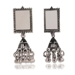 Women Traditional Silver AZ838-OXidised Jhumka Set | German Silver Chand Baliyan & Jhumkas Earrings for Women | Birthday & Anniversary Gift -AZ838-OX-ER46