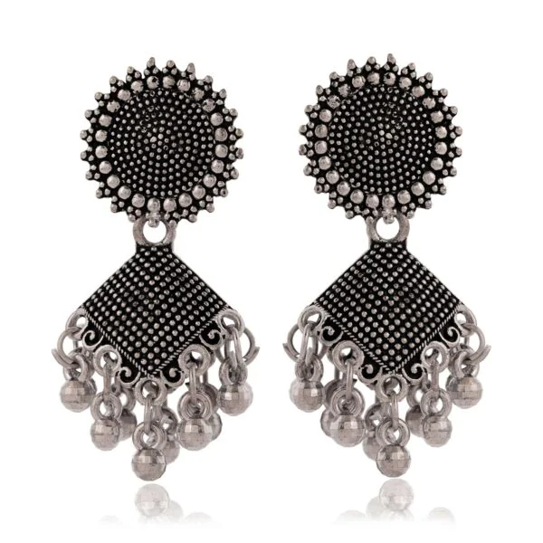 Women's Dot Design Earrings, Indian Hoops, Mandala Hoops Chakra - Drop Dangles Earrings
